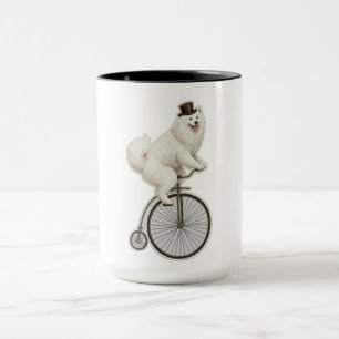 Mug Samoyède vintage sur un vélo à grand-bi
