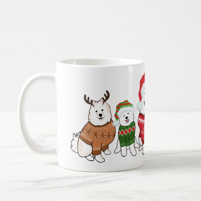 Mug Samoyeds in Christmas Jumpers (Gauche)