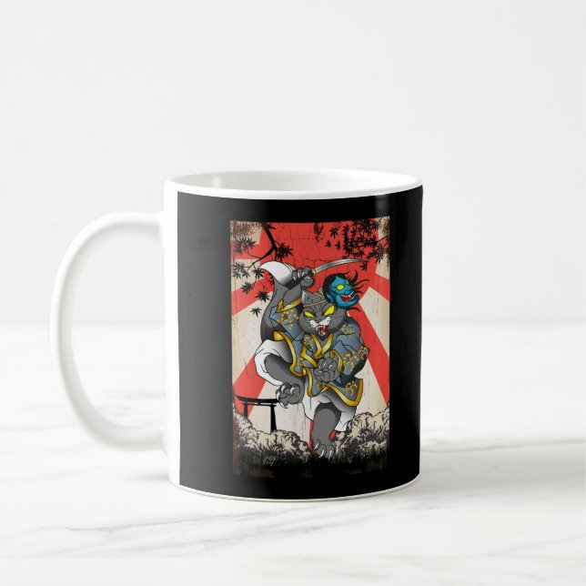 Mug Samurai Japonais Chat Swordsman Ninja Kitten (Gauche)