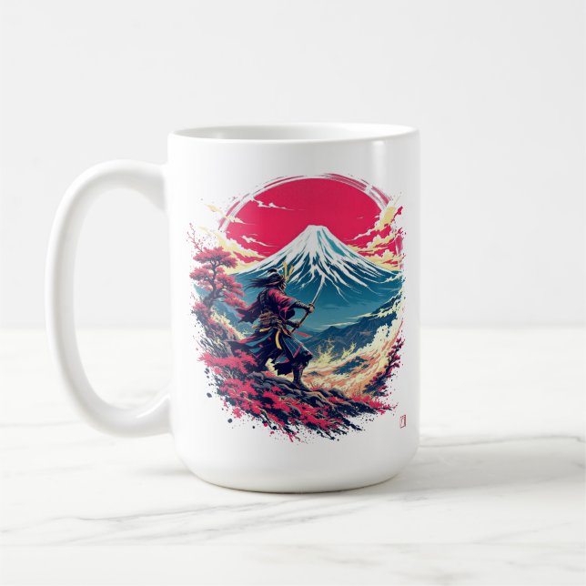 Mug Samurai Warrior at Mount Fuji Japanese Art  (Gauche)