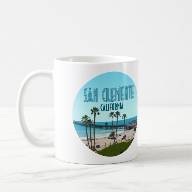 Mug San Clemente Pier Beach Californie Vintage (Gauche)