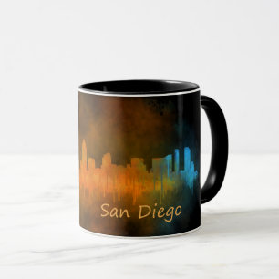 Mug San Diego Californie Ville Skyline Watercolor v04
