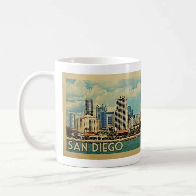 Mug San Diego Skyline California Vintage voyage (Gauche)
