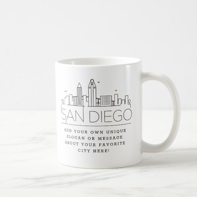 Mug San Diego Stylisé Skyline | Slogan personnalisé  (Droite)