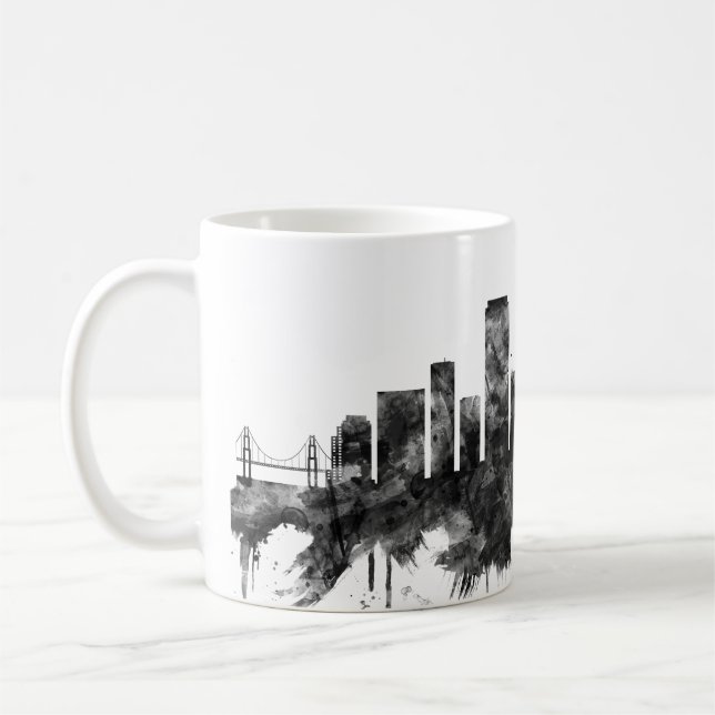 Mug San Francisco California Skyline BW (Gauche)