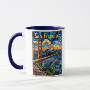 Mug San Francisco Golden Gate Van Gogh Voyage Coloré