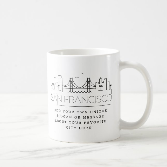 Mug San Francisco Stylisé Skyline | Slogan personnalis (Droite)