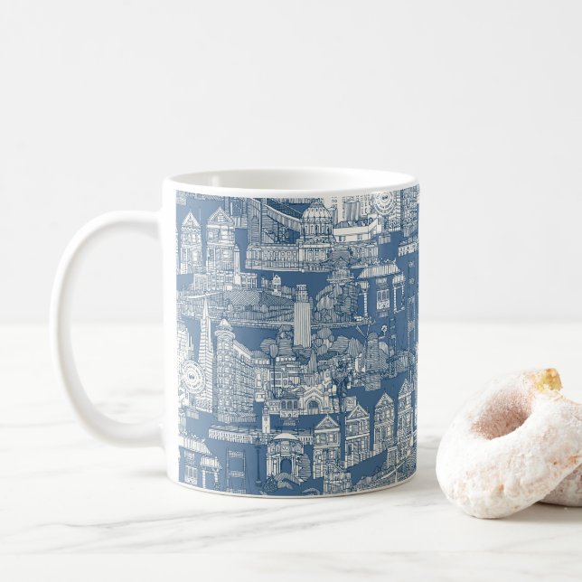 Mug San Francisco toile denim cobalt (Avec donut)