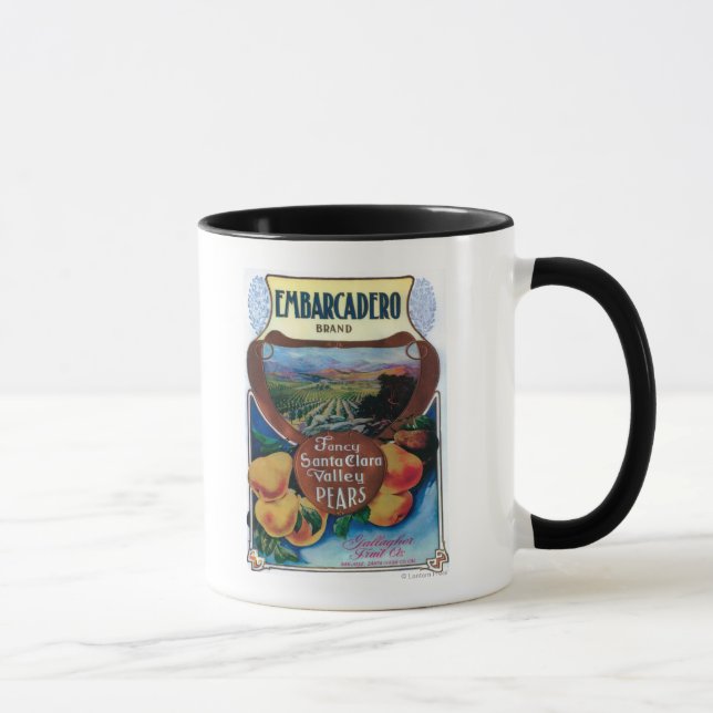 Mug San Jose, CalifornieÉtiquette de poires Embarcader (Droite)