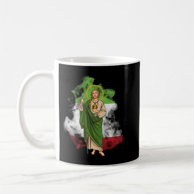 Mug San Judas Tadeo con Bandera de México Pullover (Gauche)