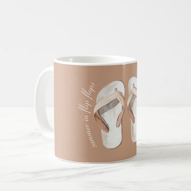 Mug Sandales d'été marron crème à semelles de lanières (Devant gauche)