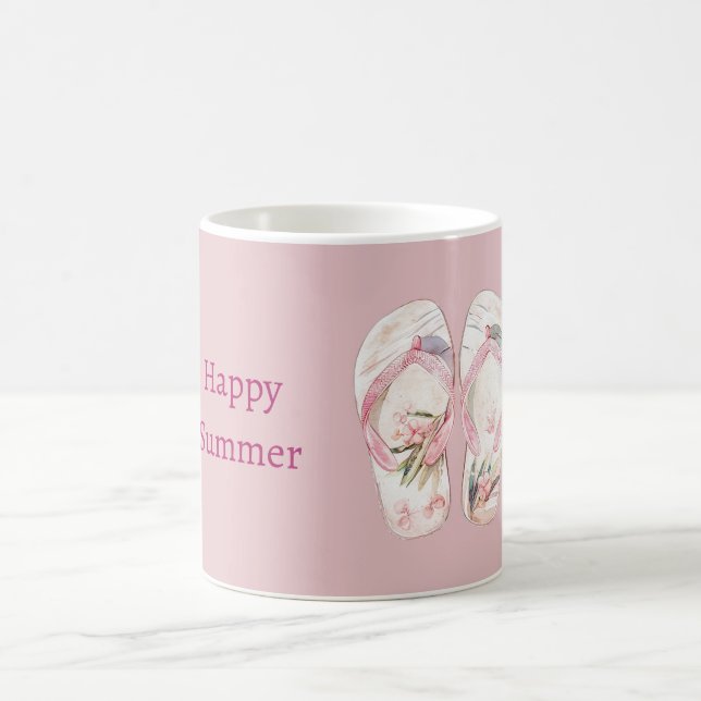 Mug Sandales roses été heureux (Centre)