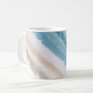 Mug Sandy Beach Ocean Waves Aquarelle Abstraite