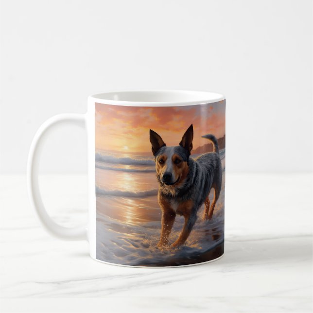 Mug Sandy Paws Bouvier Australien sur la Plage au Couc (Gauche)