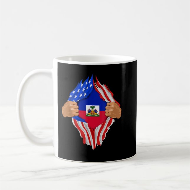Mug Sang haïtien en moi Haïti Drapeau Cadeau (Gauche)