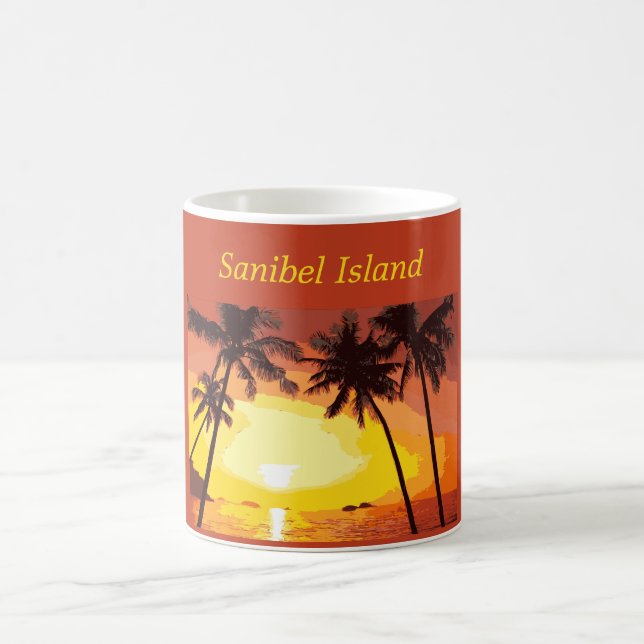 Mug Sanibel Island Floride Tropical Palm Tree Sunset  (Centre)