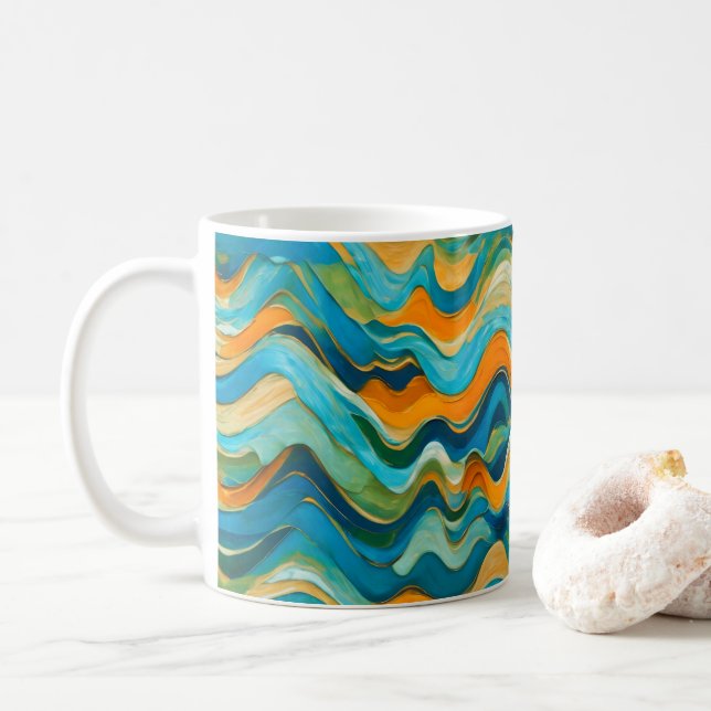 Mug "Sanlúcar" Vagues bleu vert orange (Avec donut)