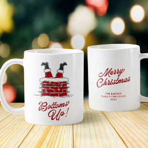 Mug Santa Bottoms Up Drôle de fête Cuisine et Cadeau