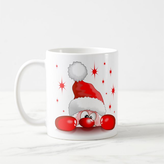 Mug Santa Cartoon Cute Peeking Character © BluedarkArt (Gauche)