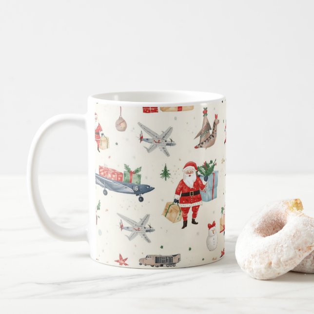 Mug Santa Claus est à l'aéroport (Avec donut)