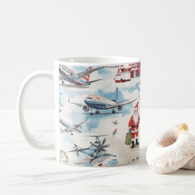 Mug Santa Claus est à l'aéroport (Avec donut)