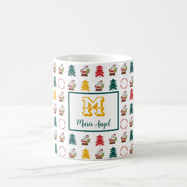Mug Santa Claus et arbres de Noël Monogrammé (Centre)