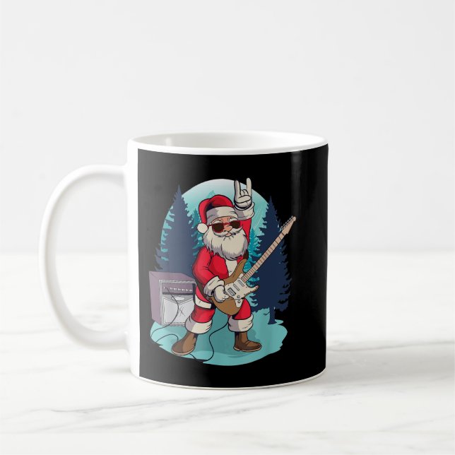 Mug Santa Claus jouant Guitare Funny Rock Christmas Mu (Gauche)