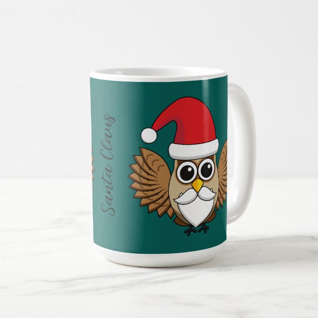 Mug Santa Claus Owl | Ajouter votre nom (Devant droit)