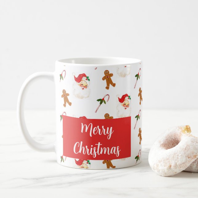 Mug Santa Claus Pattern Merry Christmas (Avec donut)