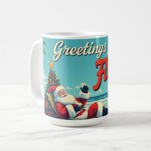 Mug Santa Claus rétro vintage à la plage - Floride