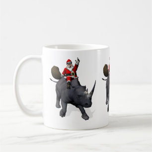 Mug Santa Claus Rides Rhino Rhinoceros