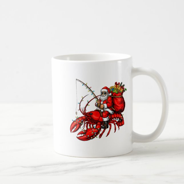 Mug Santa Claus Riding Lobster Lights Christmas Fishin (Droite)