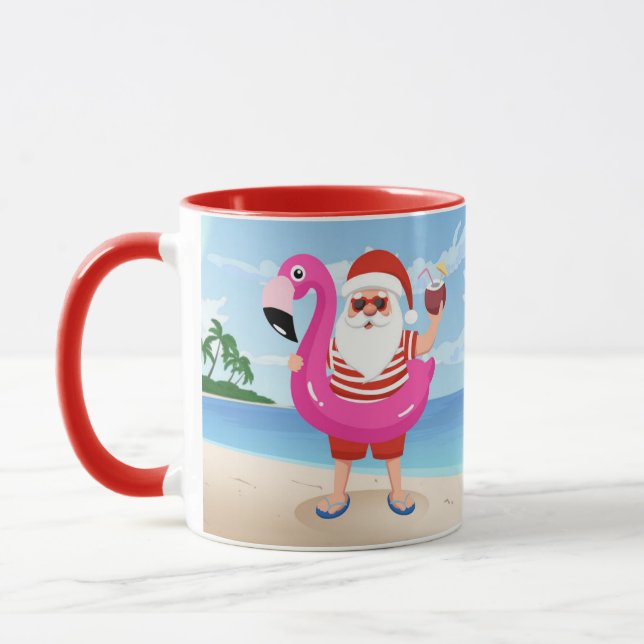 Mug Santa Claus with flamingo (Gauche)