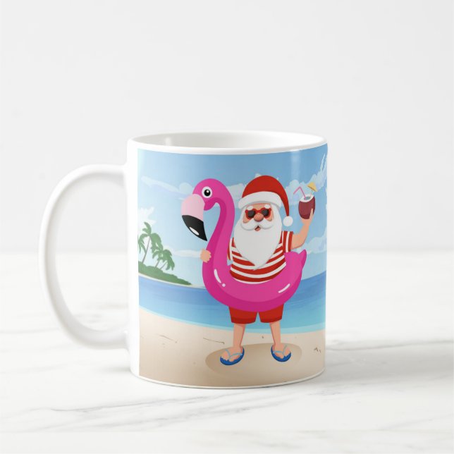 Mug Santa Claus with flamingo (Gauche)