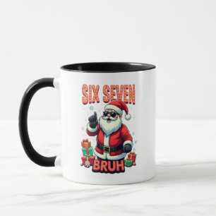 Mug 🎅Santa dit Six Sept Mème Drôle de Père Noël tenan