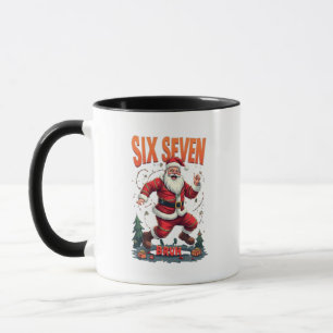 Mug 🎅Santa dit Six Sept Mème Drôle de Père Noël tenan