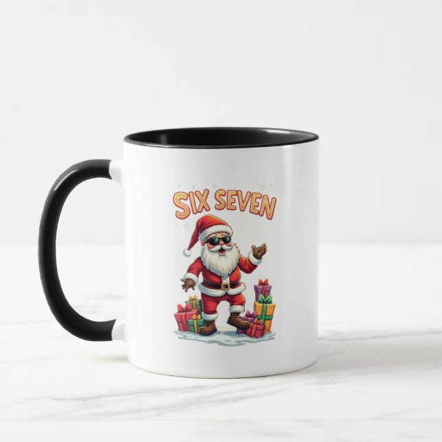 Mug 🎅Santa dit Six Sept Meme Drôle Santa Tenant  (Gauche)