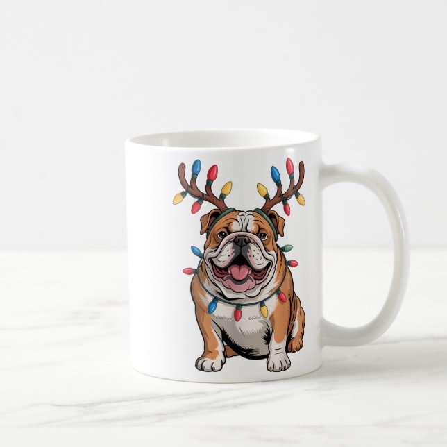 Mug Santa English Bulldog Reindeer Light Christmas  (Droite)