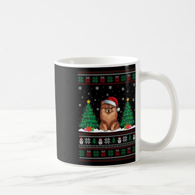 Mug Santa Hat Chien Poméranien Feu d'Arbre de Noël (Droite)