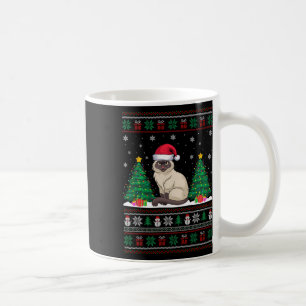 Mug Santa Hat Siamese Chat Noël Arbre Lumières Laid S