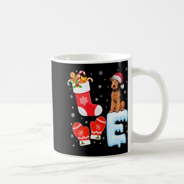 Mug Santa Hat Xmas Stocking Holiday Airedale Terrier D (Droite)