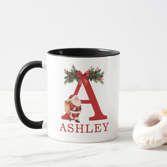 Mug Santa Monogrammed and Name Family Matching (Avec donut)
