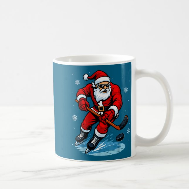 Mug Santa Playing Ice Hockey Xmas Funny Christmas Hock (Droite)