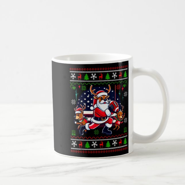 Mug Santa Reindeer Play American Football Ugly Christm (Droite)