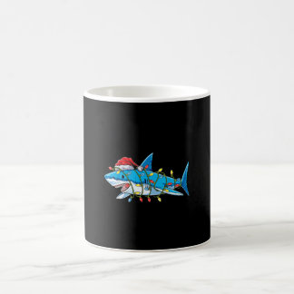 Mug Santa Shark Christmas Lights Sharkma Tree Xmas Bo