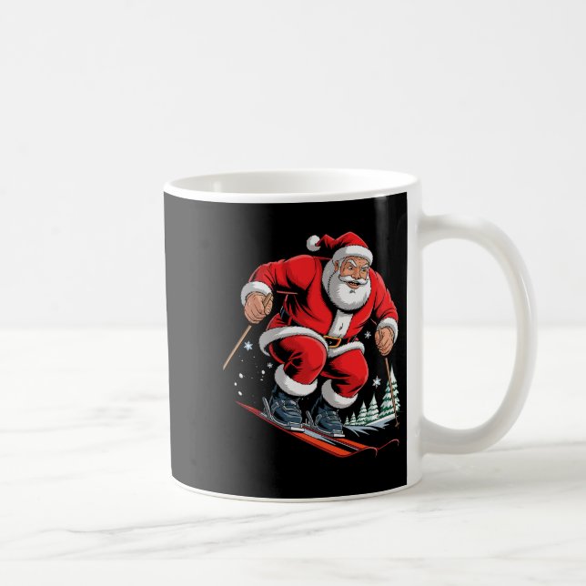 Mug Santa Skiing Lover Funny Holiday Christmas Xmas Pa (Droite)
