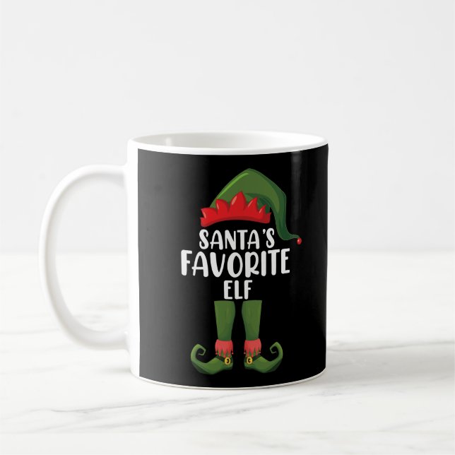 Mug Santas Favori Elf Matching Famille Noël (Gauche)
