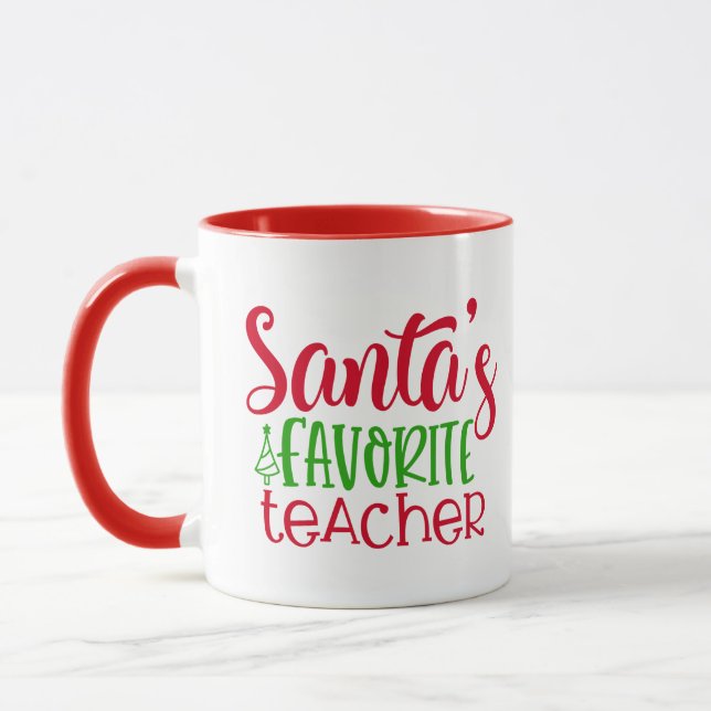 Mug Santas Favorier enseignant mignon Noël (Gauche)