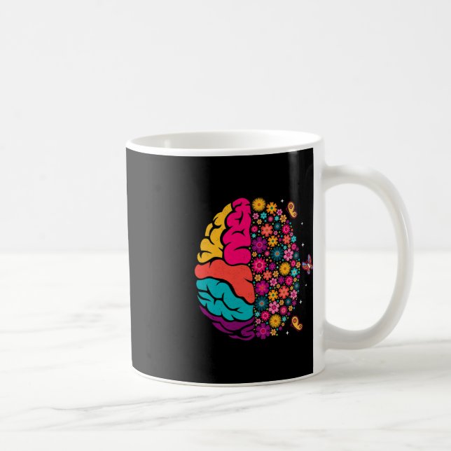 Mug Santé mentale Floral Cerveau Conscience de la dépr (Droite)