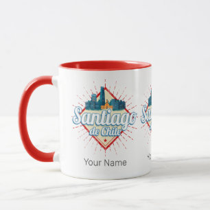 Mug Santiago de Chile City Vacances Rétro Skyline